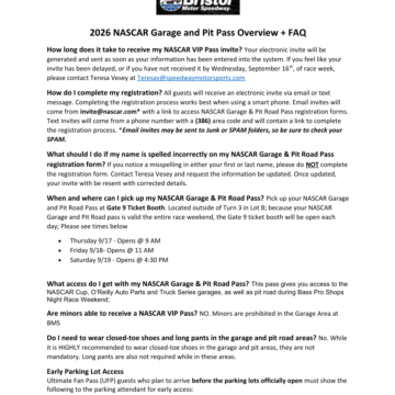 NASCAR VIP Pass Overview