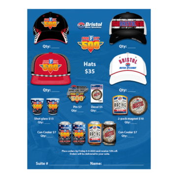 Food City 500 Merch<br /> Order Form