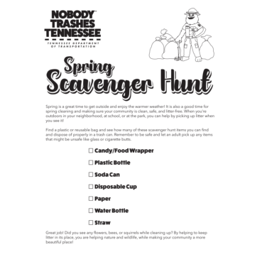 Scavenger Hunt Activity Page