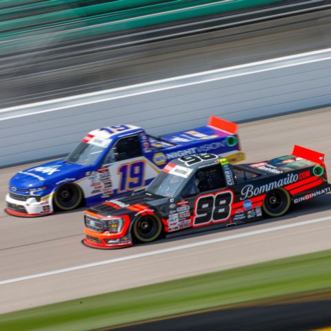 Ty Majeski (98) and Christian Eckes (19) will be two of the Craftsman Trucks to watch in Thursday night's UNOH 200 presented by Ohio Logistics at Bristol Motor Speedway.