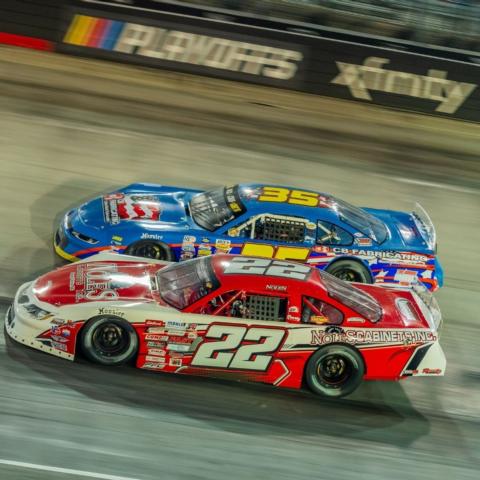 Trevor Noles (22) races to the Super Late Model win at Bristol Motor Speedway Saturday in the Pinty's U.S. Short Track Nationals.