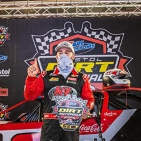 Austin Dillon won a 10-lap heat race and the 20-lap feature in the 604 Late Model class on Tuesday in the Karl Kustoms Bristol Dirt Nationals.