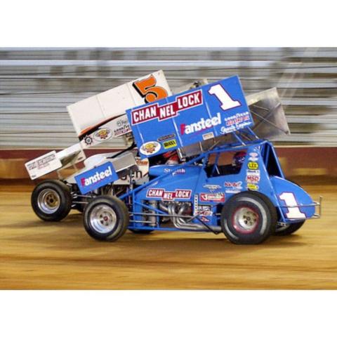 When Bristol Motor Speedway converted to dirt in 2000 and 2001, Tennessee native Sammy Swindell (1) raced to World of Outlaws feature victories in both seasons.  