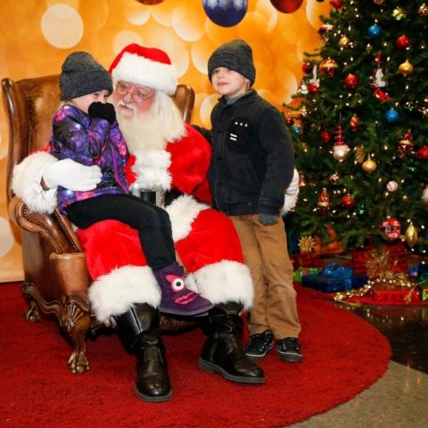 Kids will want to visit Santa in the Barter Theatre Santa Hut in Christmas Village.