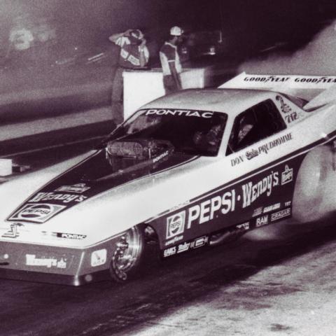 In 1985 at Bristol Prudhomme rocked the drag racing world by powering to a Funny Car speed record of 266.27 mph, faster than Top Fuel at the time.