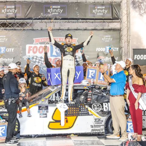 Noah Gragson celebrated his second Bristol Motor Speedway Xfinity Series victory Friday night in Victory Lane after winning the Food City 300.