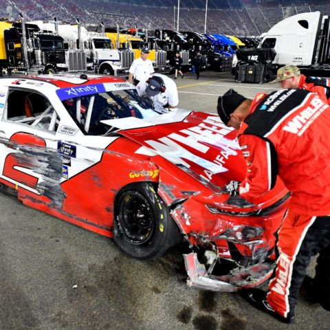 Sheldon Creed, who led early in the Food City 300, saw his Xfinity Series Playoff hopes come to an end when he was caught up in a crash with Ty Gibbs on lap 129 Friday night at Bristol Motor Speedway.