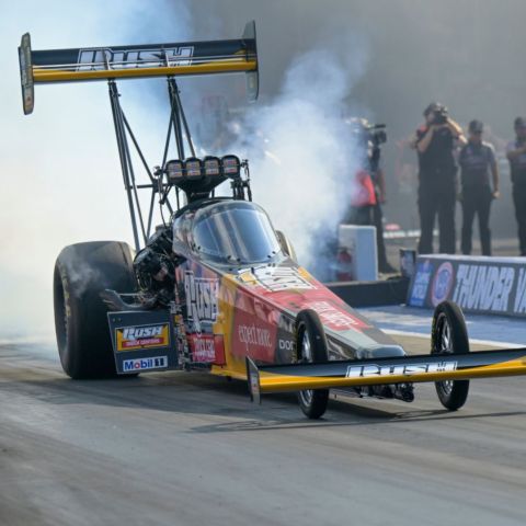 Leah Pruett will start eliminations for the NHRA Thunder Valley Nationals from the No. 1 spot and will face Spencer Massey in the opening round of racing, now set for 10 a.m. 