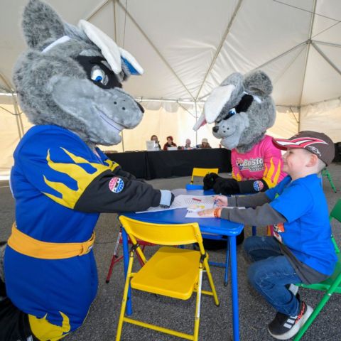 The BMS Kid Zone is a major part of the BMS Fan Zone. There's tons of cool stuff for kids to do, and they might even get to hang out with BMS's loveable raccoon mascots, Bump and Run.