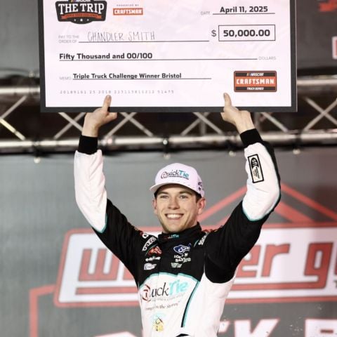 One of Smith's Bristol Motor Speedway victories came in the Truck spring race in 2025, where he also collected the Triple Truck Challenge. 