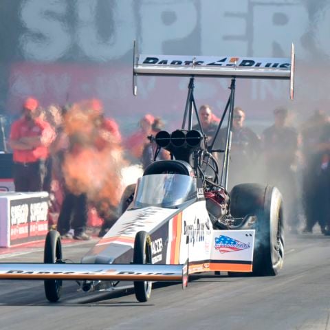 Clay Millican is always a pre-race favorite at Bristol Dragway in the 330 mph Top Fuel category.