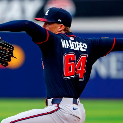Braves winning pitcher Hurston Waldrep.