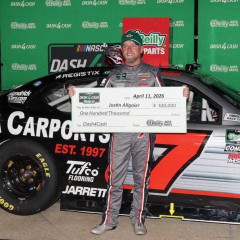 Justin Allgaier scored the $100,000 O'Reilly Dash 4 Cash bonus with his fourth place finish Saturday night at Bristol.