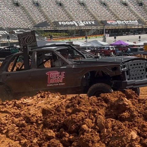 Pro Team Division driver Nathan Grace gives his Crown Vic a workout on Tuesday in preparation for DEMO3 at Bristol Motor Speedway.