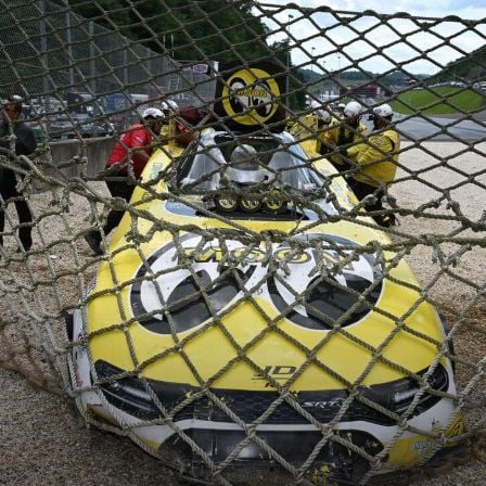 Funny Car racer Buddy Hull took a wild ride Sunday into the Bristol Dragway sand traps. He was not injured in the incident.