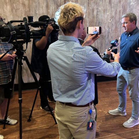 BMS President Jerry Caldwell speaks to media at the Neighborhood Heroes Knoxville news conference.
