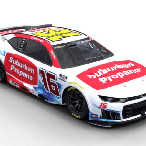 AJ Allmendinger is driving a special-edition No. 16 Suburban Propane Chevy during America's Night Race at Bristol Motor Speedway on September 19.