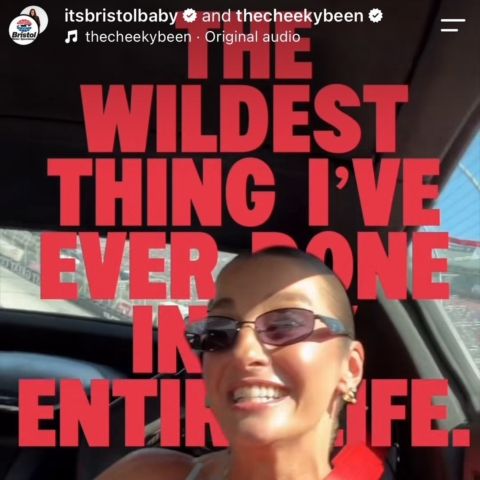 Social star Vanessa Krombeen had this post after a track lap with Ross Chastain around BMS.
