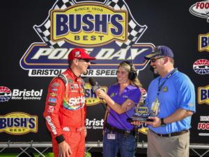 Kyle Busch earned the Bush's Beans Pole Day award Friday at Bristol Motor Speedway.