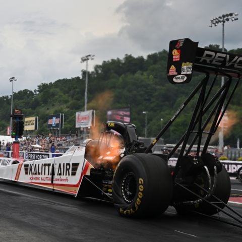 Shawn Langdon topped the Top Fuel lineup Friday at the Super Grip NHRA Thunder Valley Nationals at Bristol Dragway.