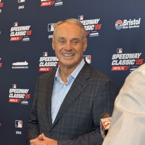 MLB Commissioner Rob Manfred met with media Tuesday in Nashville to discuss several topics, including the upcoming MLB Speedway Classic at Bristol Motor Speedway.