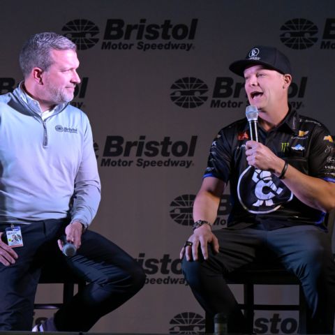 NHRA Funny Car champ Austin Prock was among the drivers on hand to talk about the 2025 season coming to Bristol Motor Speedway and Bristol Dragway. Here he tells BMS President and GM Jerry Caldwell how to make a Funny Car go 341 mph.