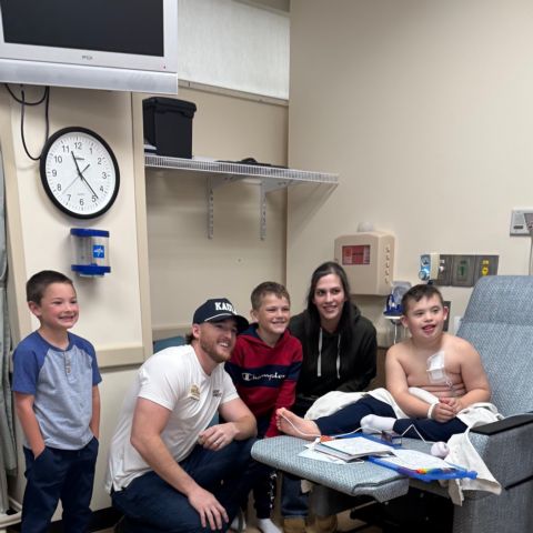 Ty Dillon visits with children at Niswonger Children's Hospital today in Johnson City ahead of Sunday's Food City 500 NASCAR race at Bristol Motor Speedway.
