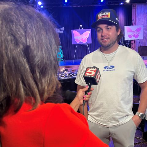 NASCAR star Noah Gragson attended the BMS Neighborhood Heroes news conference in Knoxville today.