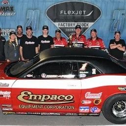 Former NHRA Pro Stock star Cowboy Mark Pawuk won the Factory Stock Showdown title at Bristol.