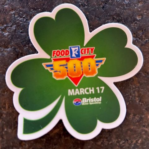 Guests will need to be on the lookout for these special Food City 500 four-leaf-clovers that will be given out all around property on Sunday, March 17 at Bristol Motor Speedway during the Food City 500 NASCAR Cup Series race.