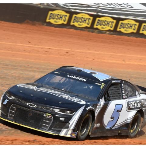 Kyle Larson (5) has finished second two times in Cup Series competition at Bristol and this year is one of the favorites to win at Thunder Valley in his Hendrick Motorsports Chevy during the Bass Pro Shops NRA Night Race, Sept. 18. 