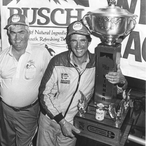 Darrell Waltrip was the first Cup driver to receive the massive BMS Cup Series trophy in 1983.