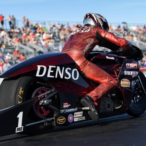 Four-time NHRA Pro Stock Motorcycle champ Matt Smith, son of Legend of Thunder Valley member Rickie Smith, is also in the Playoff mix and currently is sitting third in the points standings behind Steve Johnson and Angelle Sampey. 