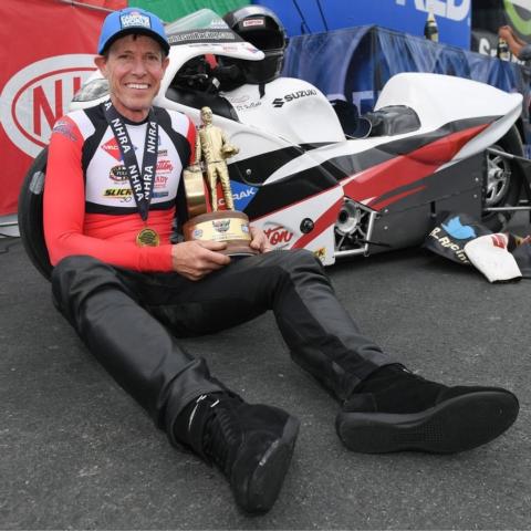 Veteran rider Steve Johnson is currently the NHRA Pro Stock Motorcycle points leader and will head to Bristol Dragway's NHRA Thunder Valley Nationals, Oct. 15-17, looking to solidify his first world championship title. 