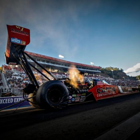 Steve Torrence earned the No. 1 qualifying position in Top Fuel Saturday at the NHRA Thunder Valley Nationals.