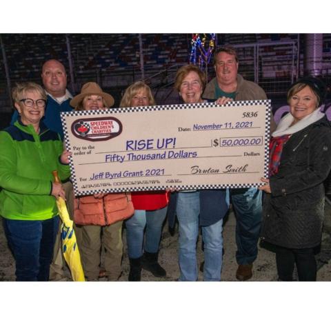 Johnson City-based Rise Up! was the winner of the $50,000 Jeff Byrd grant during SCC-Bristol's Night of Smiles event Thursday evening at Bristol Motor Speedway.
