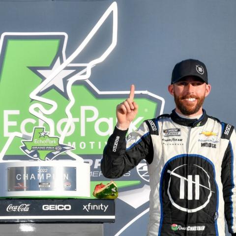 Ross Chastain earned his first career NASCAR Cup Series victory by taking the checkered flag at Circuit of the Americas on Sunday in Texas.