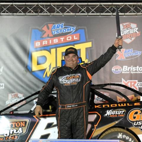 Jody Knowles, of Tyrone, Ga., claimed the 604 Late Models victory Saturday night at the Karl Kustoms Bristol Dirt Nationals at Bristol Motor Speedway.