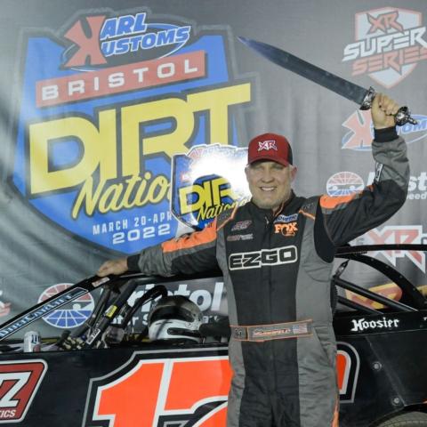 Veteran racer Dale McDowell scored the $50,000 XR Super Series Late Model victory Saturday night in the Karl Kustoms Bristol Dirt Nationals at Bristol Motor Speedway. It is McDowell's second Bristol victory as the Georgia racer also won a Super Late Model victory at Bristol in 2000 when BMS first converted the track to a dirt surface.