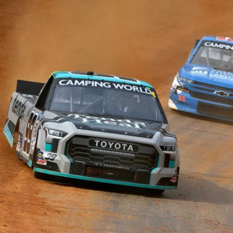 Defending Camping World Truck Series champ Ben Rhodes (99) was second in both sessions Friday during Bush's Beans Practice Day at Bristol Motor Speedway. 