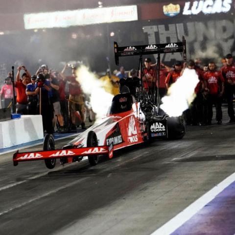 Three-time NHRA Thunder Valley Nationals Top Fuel winner Doug Kalitta blasts off the starting line in his Mac Tools dragster and will be one to watch at Bristol Dragway during the NHRA Camping World Drag Racing Series event on Father's Day weekend. June 17-19. The fan-favorite event will once again showcase qualifying under the lights during Friday's pro session. 