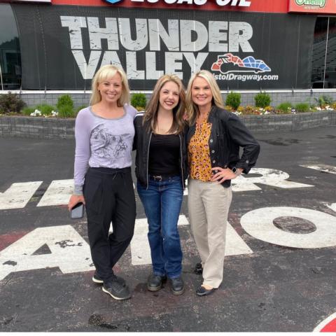 WJHL TV 11 had a strong contingent competing in the Thunder Valley Celebrity Drag Challenge including from left, evening news anchor Sara Diamond, morning news anchor Sydney Kessler and Daytime Tri-Cities host Amy Lynn. 