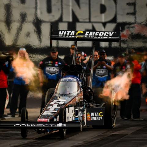 Justin Ashley scored the Top Fuel victory Sunday at the NHRA Thunder Valley Nationals, the fourth win of his career and his first ever at Bristol Dragway.