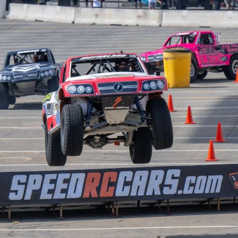 Robby Gordon's Stadium SUPER Trucks thrilled the crowd with high-flying races on both Saturday and Sunday of the Cleetus & Cars event at BMS.