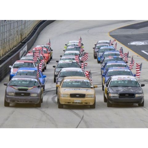 Prior to the start of the Bristol 1000, the cars took a ceremonial three-wide pace lap with each car carrying an American flag.