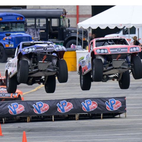 The Stadium SUPER Trucks put on a high-flying show as the modified race route around Bristol Motor Speedway included hairpin turns and several ramps.