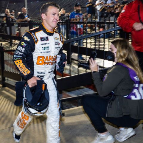 Last year's Food City 300 winner A.J. Allmendinger had to walk to Bristol Motor Speedway's famed rooftop Victory Lane after his No. 16 Chevy received heavy damage as it crossed the finish line to win the Xfinity Series regular season finale. 