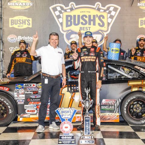 Sammie Smith won the Bush's Beans 200 Thursday night at Bristol Motor Speedway in the ARCA Menards Series.