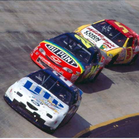 Top BMS Spring Moment: Jeff Gordon (24) uses the bump-and-run to get around Rusty Wallace (2) and win the 1997 Food City 500.