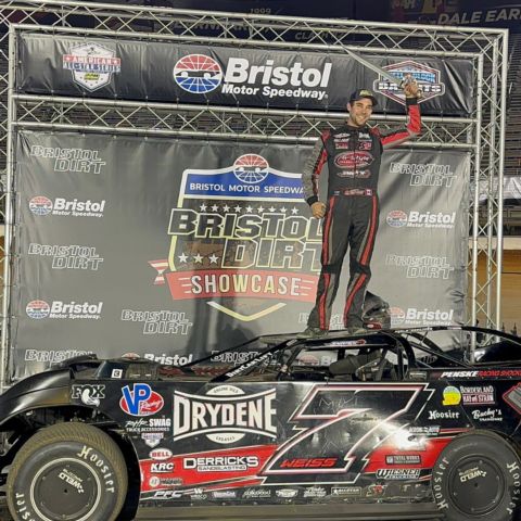 Canadian Ricky Weiss earned the 30-lap American All-Star Series victory Saturday in the Bristol Dirt Showcase at Bristol Motor Speedway.